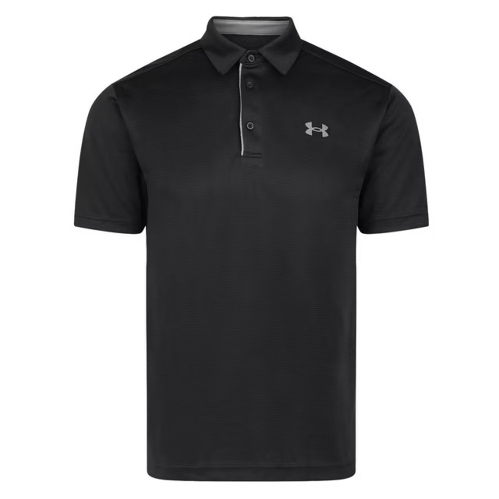 NWT Under Armour Mens Tech Golf Polo Shirt Black Size L 1290140-001